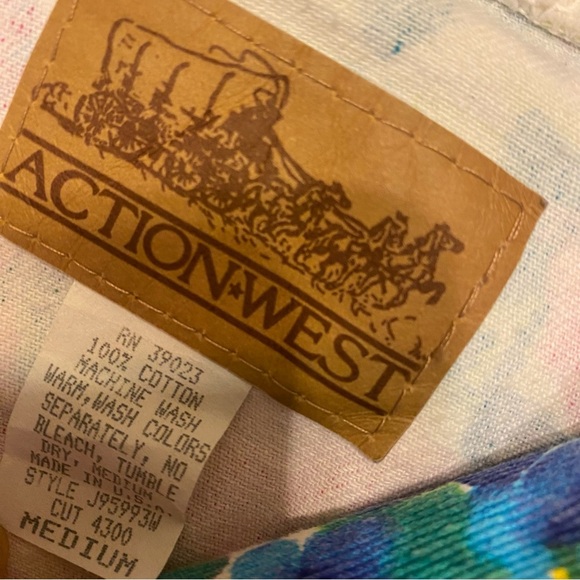 Vintage 90s Action West Floral Denim Jacket Women’s Mediun Cottagecore - Picture 10 of 12